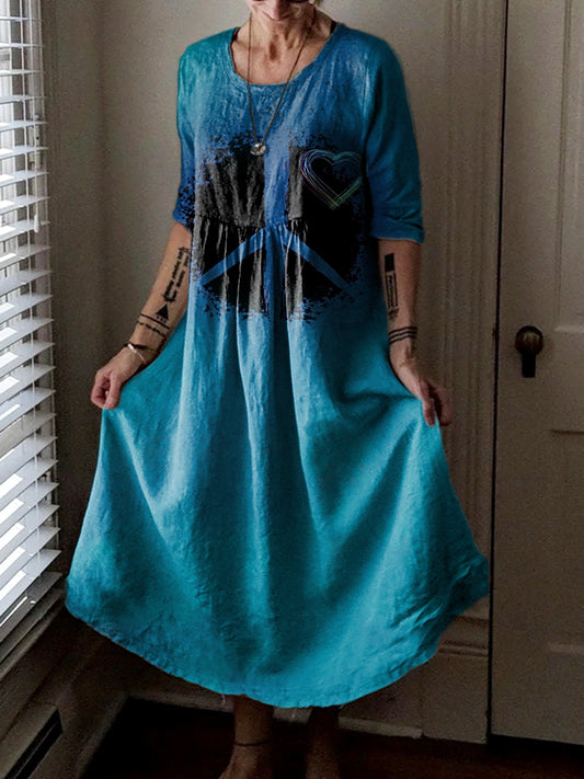 Women's Hippie Art Print Pocket Cotton Dress