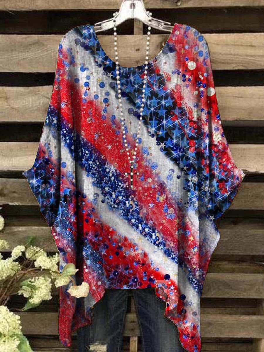 Women's Abstract Independence Day Print Casual Top