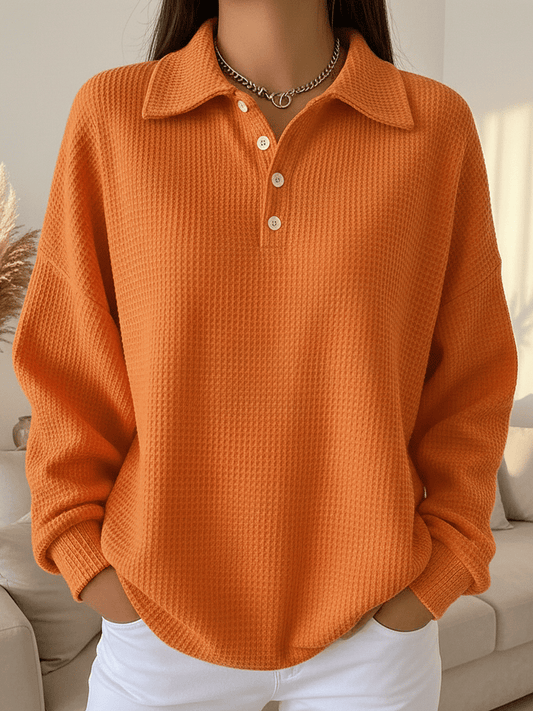 Women'S Casual Loose Waffle Sweatshirt 