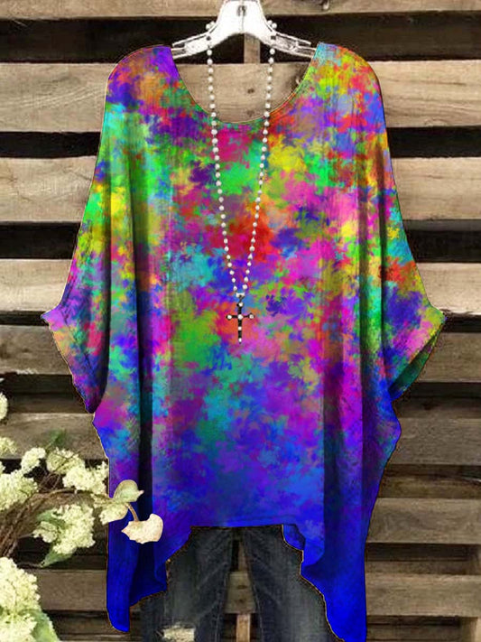 Women'S Gradient Color Abstract Floral Print Casual Top
