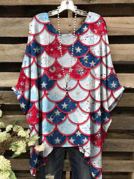 Women's Independence Day Abstract Print Casual Top