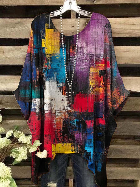 Women's Art Colorful Abstract Oil Painting Print Casual Top