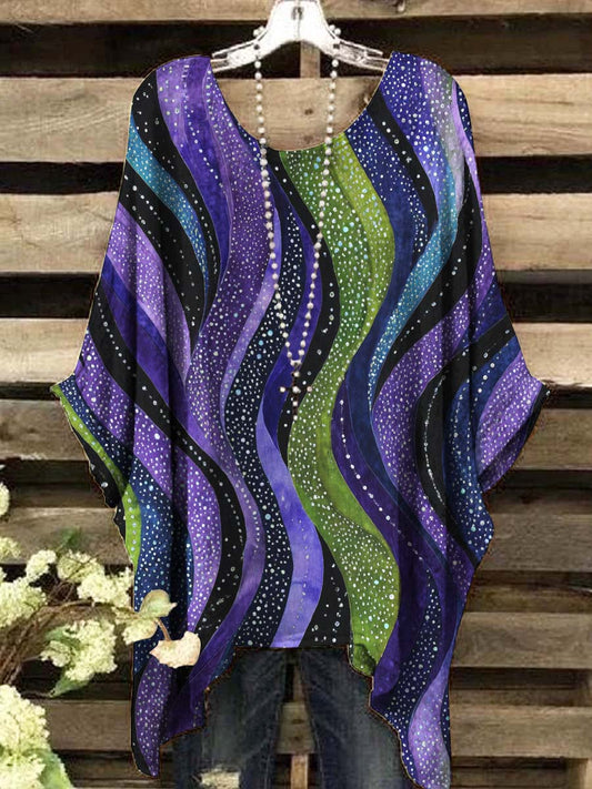 Women's Abstract Wave Stripe Printed Top