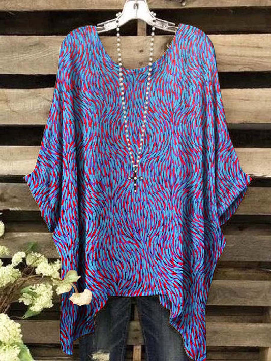 Women's Art Colorful Wave Print Casual Top