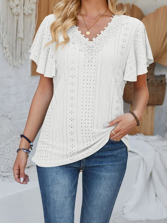 Women's Pure Color New Products Vedic Vedic Sleeve Pure Loose T -Shirt
