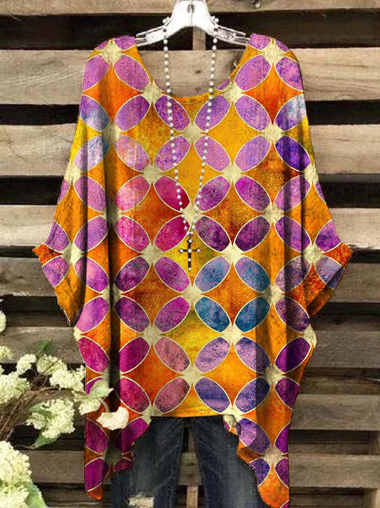 Women'S Retro Geometric Printed Casual Top