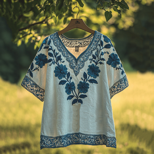 Women's Bohemian Vacation Floral Pattern T-shirt