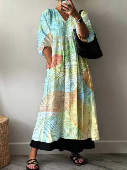 Women'S Modern Art Geometric PatternPatterned Cotton Dress