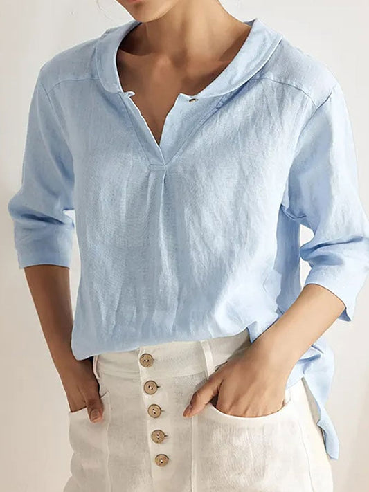 Women's cotton and linen casual shirt