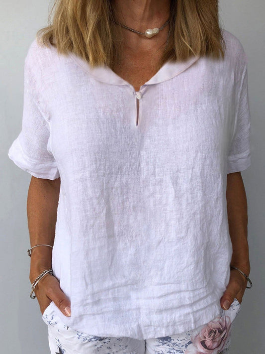Women's Cotton Linen Short Sleeve Casual T-Shirt