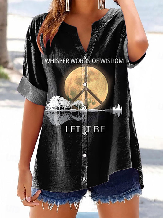 Women's Whisper Words of Wisdom Let It Be Graphic Art Print Cotton Lin