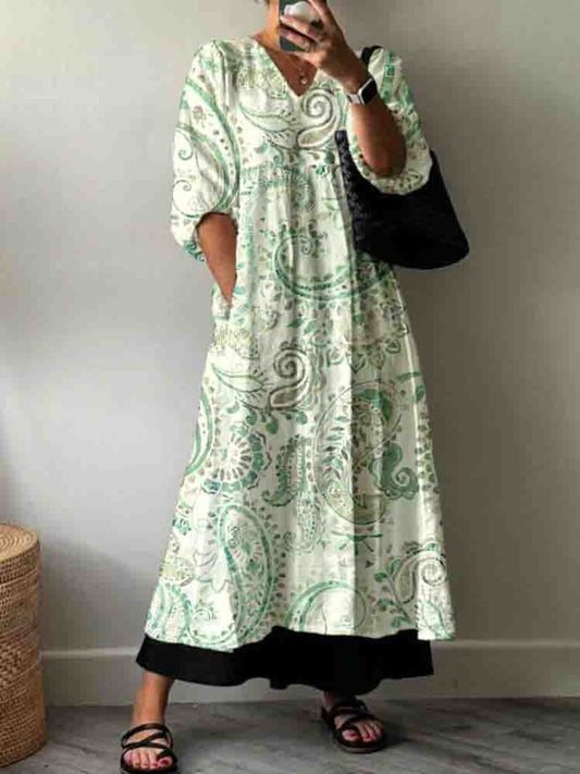 Women's Holiday Bohemia Floral Pattern Cotton Dress