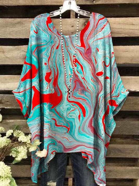 Women's Art Abstract Quicksand Print Casual Top