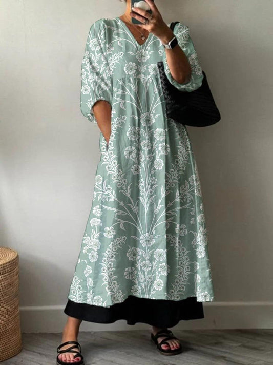 Women's Bohemia Pattern Holiday Floral Pattern Cotton Dress