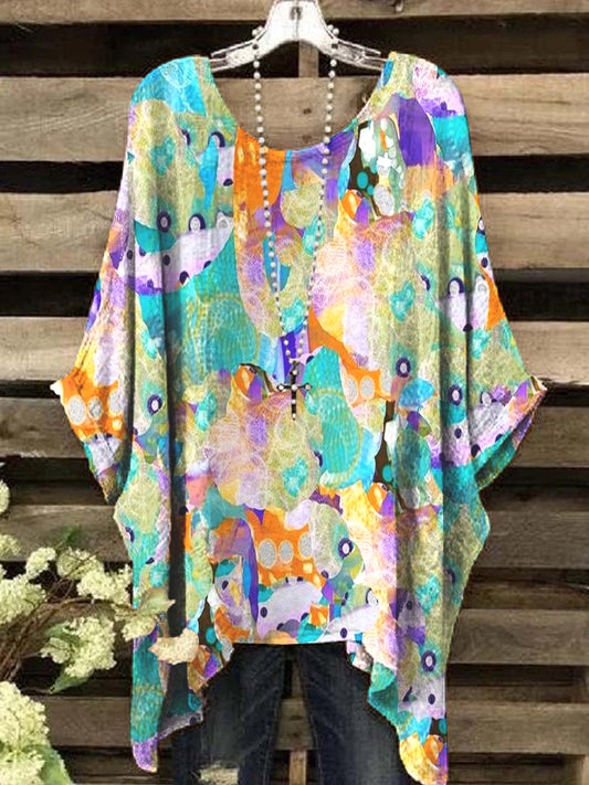 Women's Elegant Abstract Irregular Pattern Round Neck Top