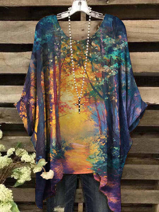 Women's Vintage Gorgeous Forest Print Top